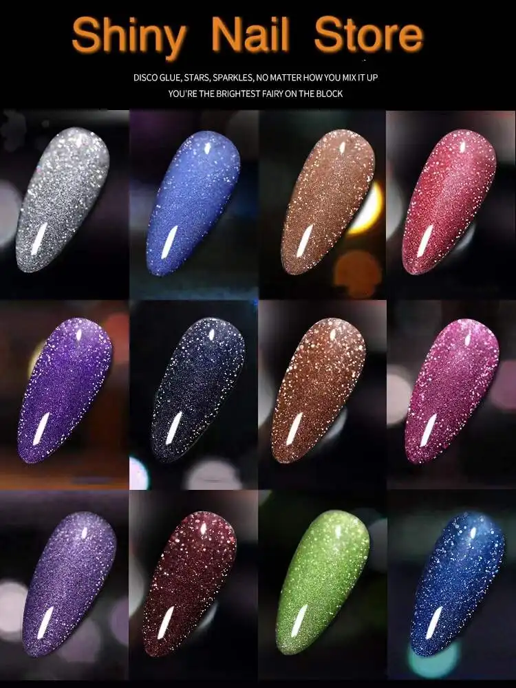 

Светоотражающий Флюоресцентный гель для ногтей Auroras, 12 цветов, 8 мл, Полупостоянный отмачиваемый УФ-Гель-лак SNJJ38