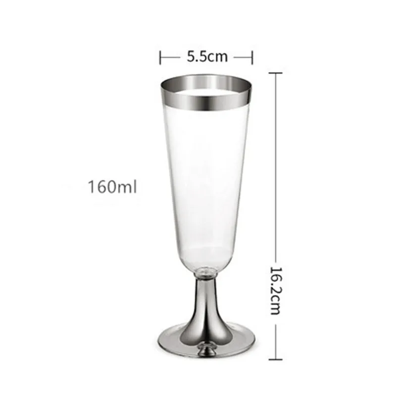 A dozen Disposable Champagne Flutes Glasses 12pcs Plastic Red Wine Glass Cocktail Party Wedding Drink Cup Christmas Western Cup