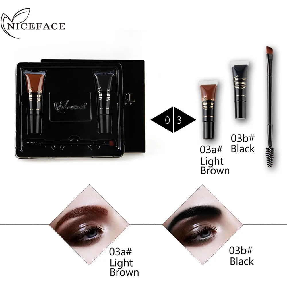 Eyelashes Eye Brow Eyebrow Tint Tattoo Gel Waterproof Long lasting Makeup+Brush Makeup Set pinceaux maquillage 920