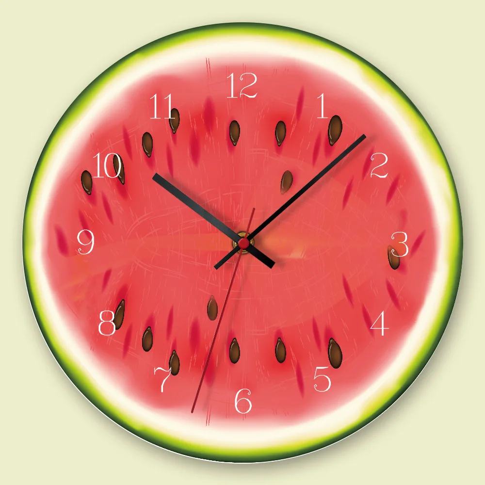 Желтый лимон настенные часы в виде фруктового дерева извести современные кухонные часы домашние декоративные часы гостиная часы тропические фрукты настенные художественные часы - Цвет: Красный