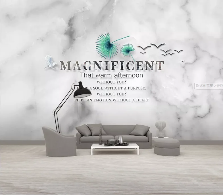 Custom European style natural jazz white marble pattern wallpaper mural