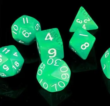 7 шт./пакет многогранные кости набор D4, D6, D8, D10, D10%, D12, D20 красочные аксессуары для Настольная игра RPG Подземелья и Драконы DnD MTG - Цвет: LIGHT GREEN