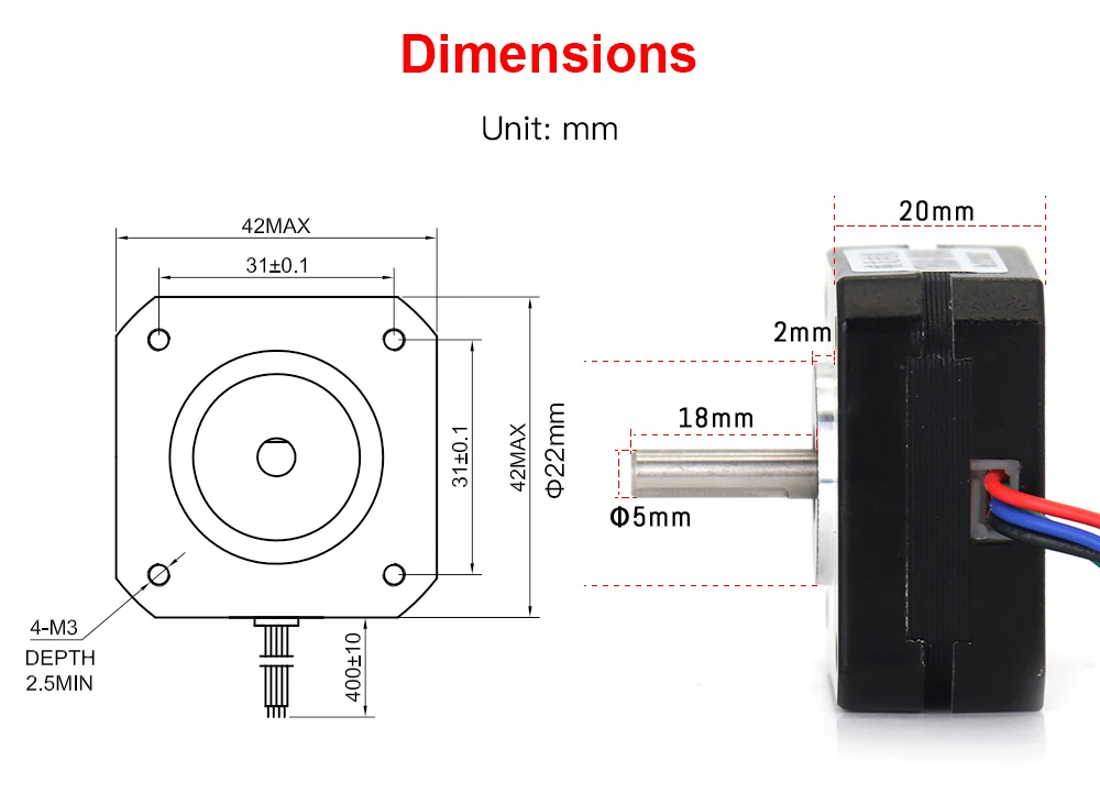 SignkoRay-Nema17 Stepper Motor, extrusora CNC, motor de