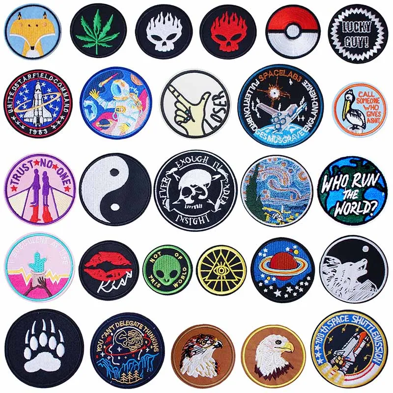 Circular Ring Iron On Patches Badges for Sew Seam Tailoring Clothes Suits of Coat Jacket Trousers T-shirt Pants Ornament Apparel