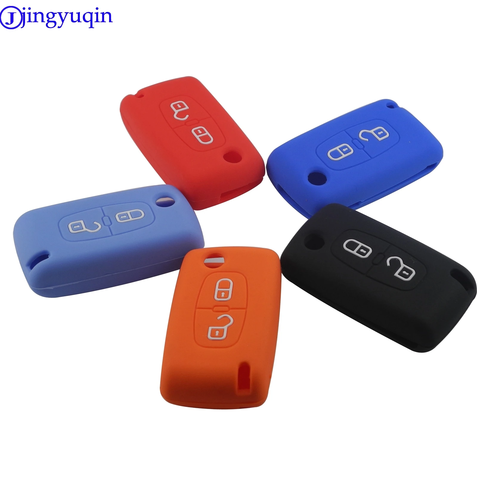 Jingyuqin Silicone Remote Car Key Cover Case For Peugeot 107 207 307 407 308 607 For Citroen C1