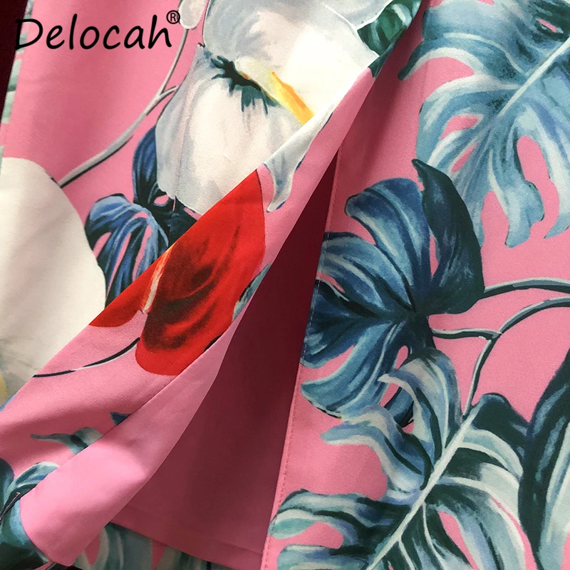 Delocah, весенне-летнее женское платье, подиумное, модное, дизайнерское, сексуальное, на тонких бретельках, в горошек, с растительным принтом, тонкое, офисное, женское платье