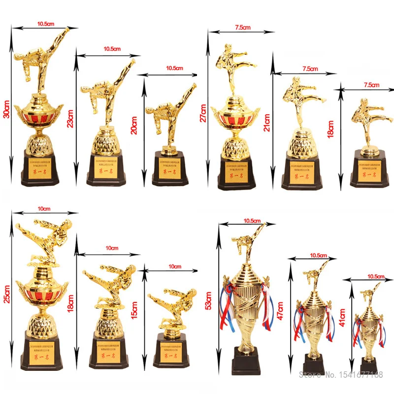 Free Custom Martial Arts Trophy, Golden Man, Plastic Trophy, Craft Supplies, Souvenirs, Home Decorations