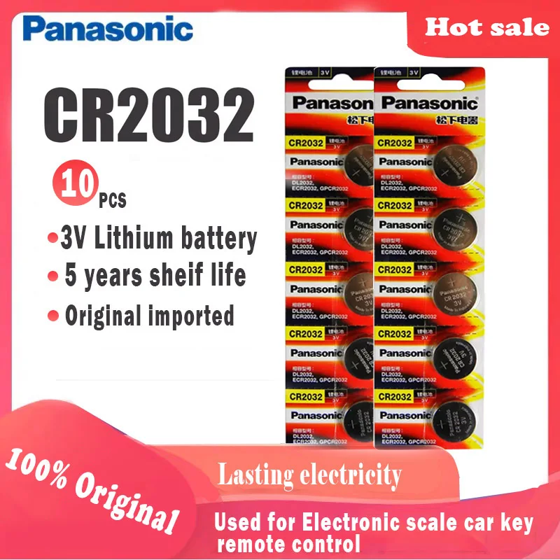 10 шт. оригинальный Panasonic cr2032 cr 2032 3V литиевая батарея для часов компьютера пульт