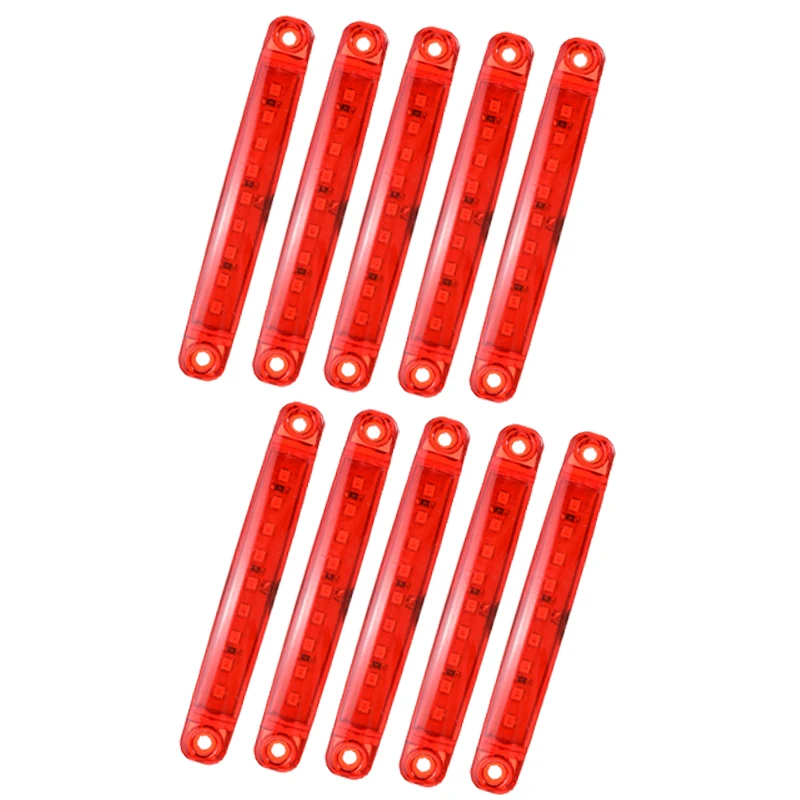 

10pcs 24V 9LED Car Truck Bus Red Side Lights Waterproof Marker Warning Turn Signal Lamp Accessories Parts 100x15mm