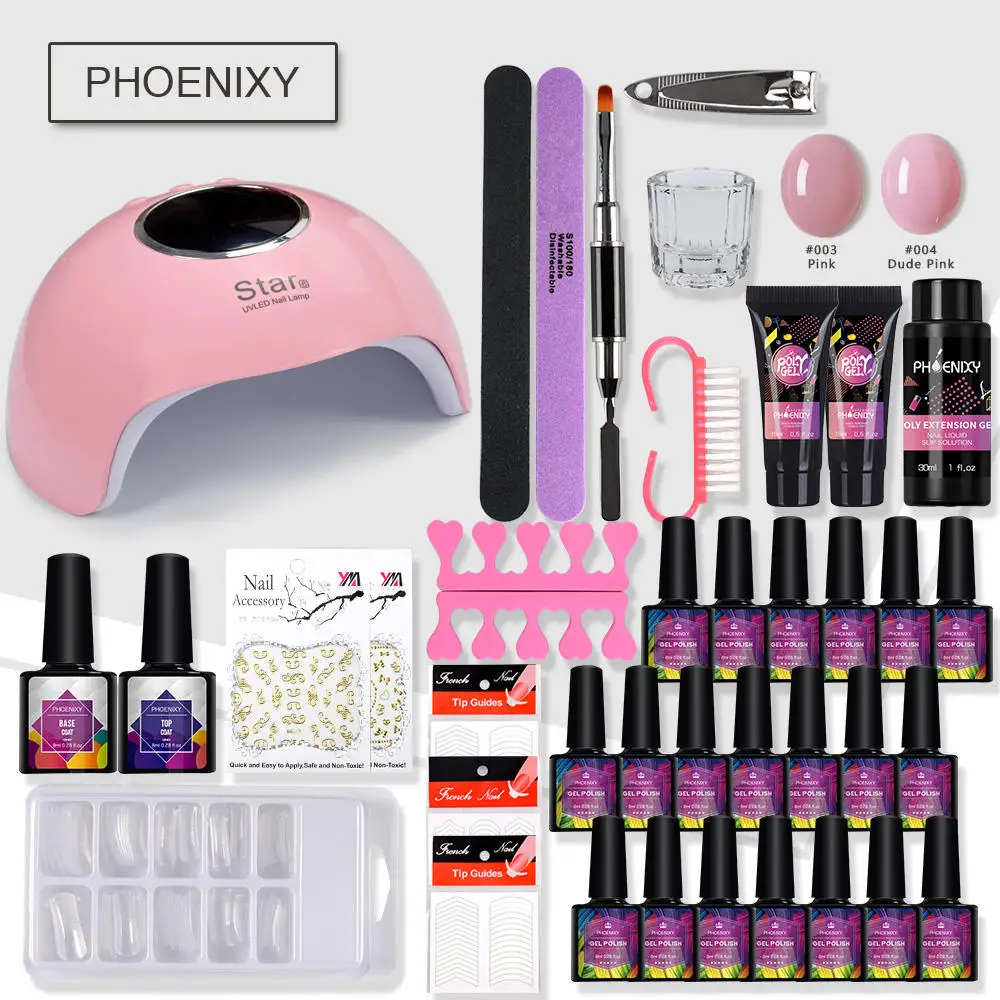 

All For Manicure Extend Builder Poly Gel Nail Kit Extension Hard Jelly Gel 36w UV LED Lamp 8ml Gel Nail Polish Kit Manicure Set