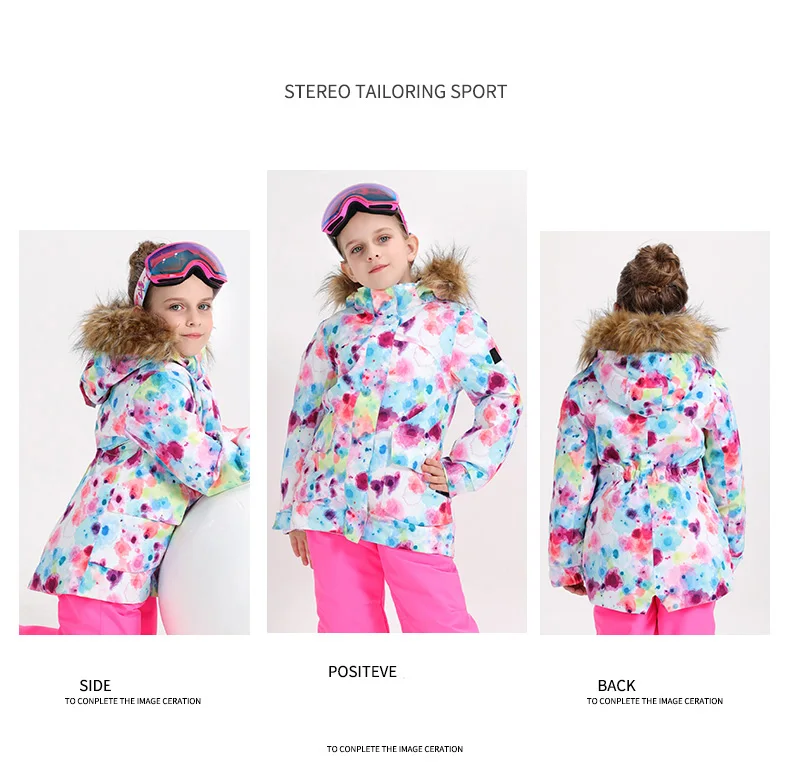 SMN Ski Suit Kids Girls Snowboard Jacket Pants Winter Waterproof Breathable Wind Resistant Warm Outdoor Sport Snowboard Wearing