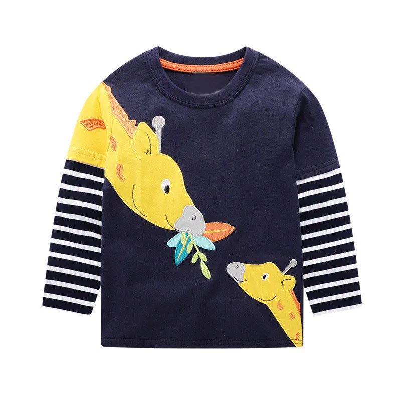 Little maven 2-7Years Осень Малышей Футболка С Длинным Рукавом Животное Лев для детей Футболки Для Младенцев Детей Детей