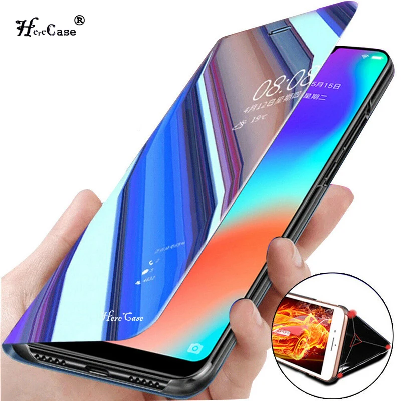 Роскошный зеркальный флип чехол с покрытием для iphone 12 8 7 6 Plus 5s SE тонкие прозрачные