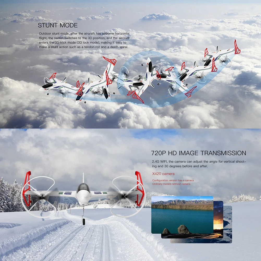 X420 RC самолет посадка мини 3D Дрон EPP FPV Аэробика Дети Открытый передатчик для игрушек вертикальный взлет 2,4G 6CH самолет
