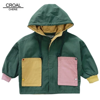 

CROAL CHERIE Autumn Winter Kids Jacket Boys Girls Kids Outerwear Patchwork Windbreaker Coats Canvas Baby Children Clothing