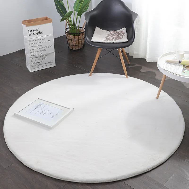 

Shaggy Soft Plush Round Carpet Rug Living Room Large Faux Fur Floor Mat Imitation Rabbit Hair Bedroom Carpets Kids Room Home Rug