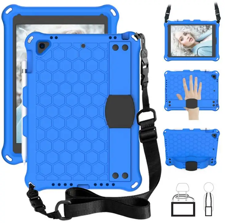 Силиконовый чехол для Apple IPad 9,7 дети противоударный планшет стенд мягкий чехол для IPad Pro 9,7 дюйма Air 2 оболочка+ ручка - Цвет: Синий