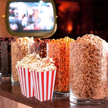 

12pcs Paper Stripes Popcorn Box Potato Chips Cup Disposable Snack Box Birthday Party Decoration for Kids Wedding