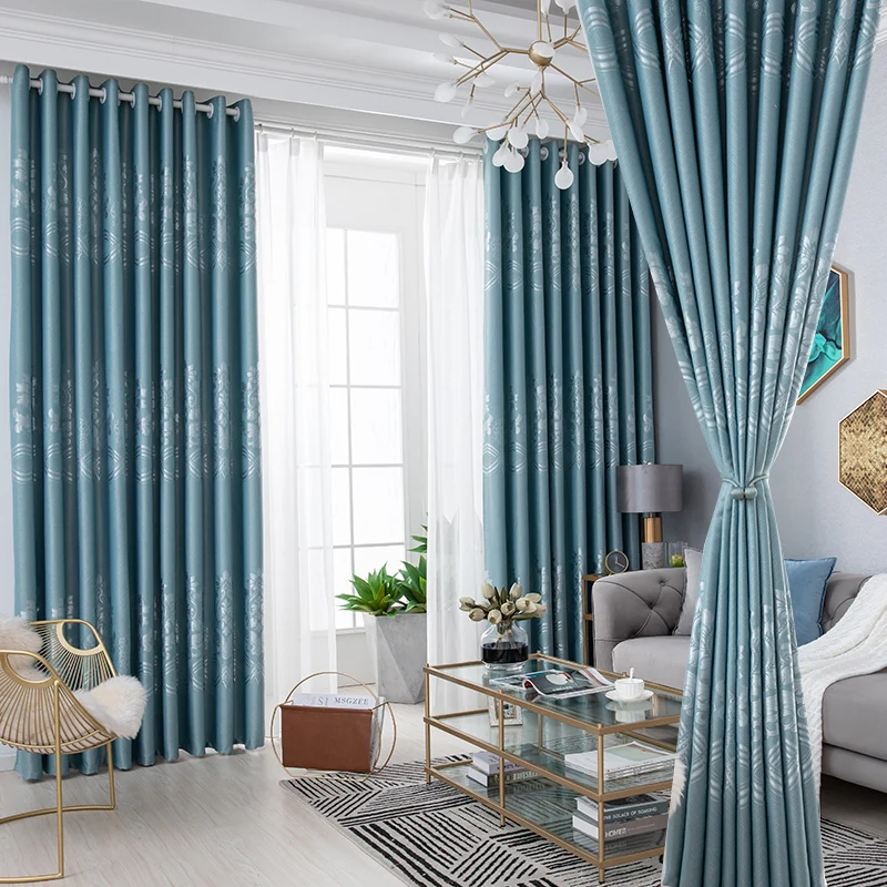 

Thick Simple Modern Shade European-Style Jacquard Curtain Fabric Living Room Bedroom Balcony Finished Shade Cloth