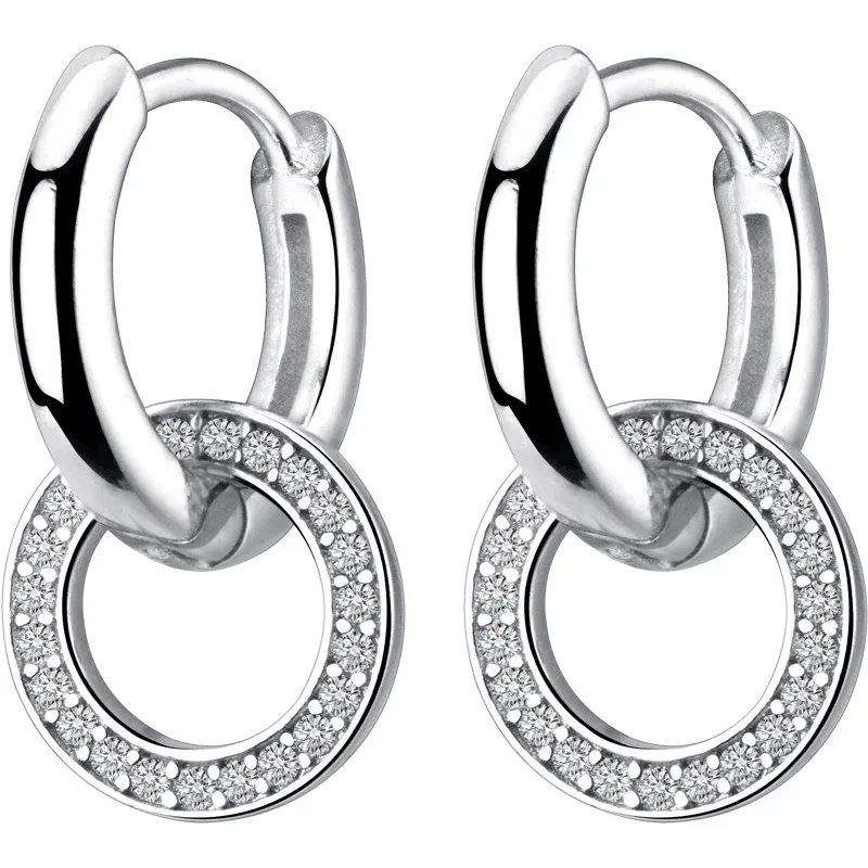 Silver Color 925 серебро/розовое золото популярный корейский Стиль Круглая Мозаика кристалл круглая пряжка серьги гвоздики женские ювелирные изделия распродажа G0389 - Окраска металла: Silver Color