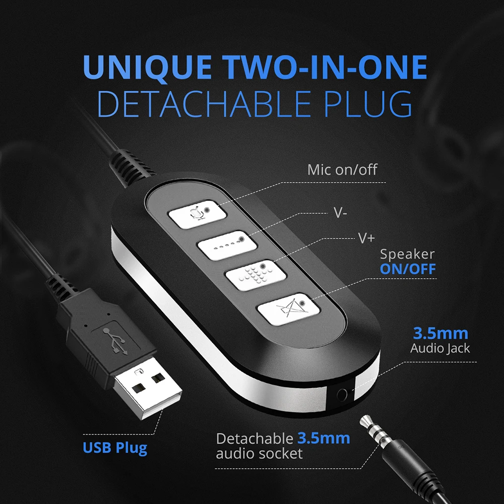 Mpow наушники с шумоподавлением кристально чистый звук с микрофоном и встроенным управлением проводные наушники с USB/AUX кабелем для колл-центра