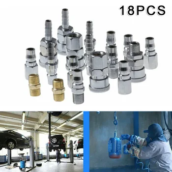 

18pcs Pneumatic Fittings Air Compressor Hose Fittings Nitto Type Male Female Barb Coupler Compressor Air Tools