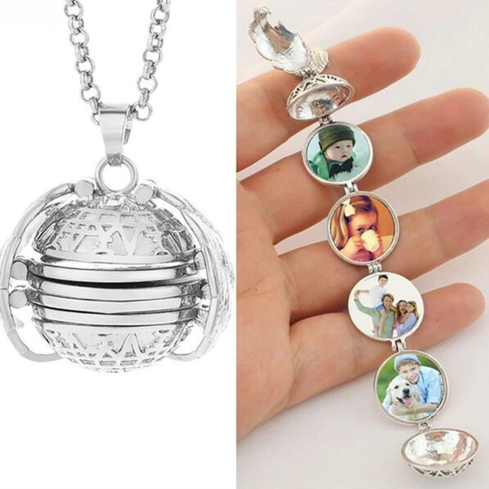 DIY Flash Memory Photo Pendant Jewelry Antique Silver Four-Color Angel Wings Locket Necklace Fashion Women Romantic Accessories | Украшения