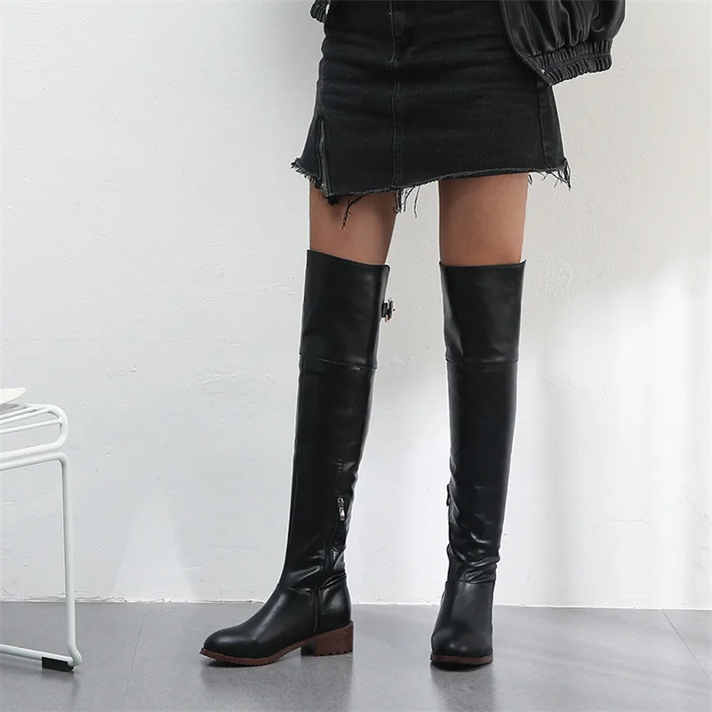 mid heel thigh boots