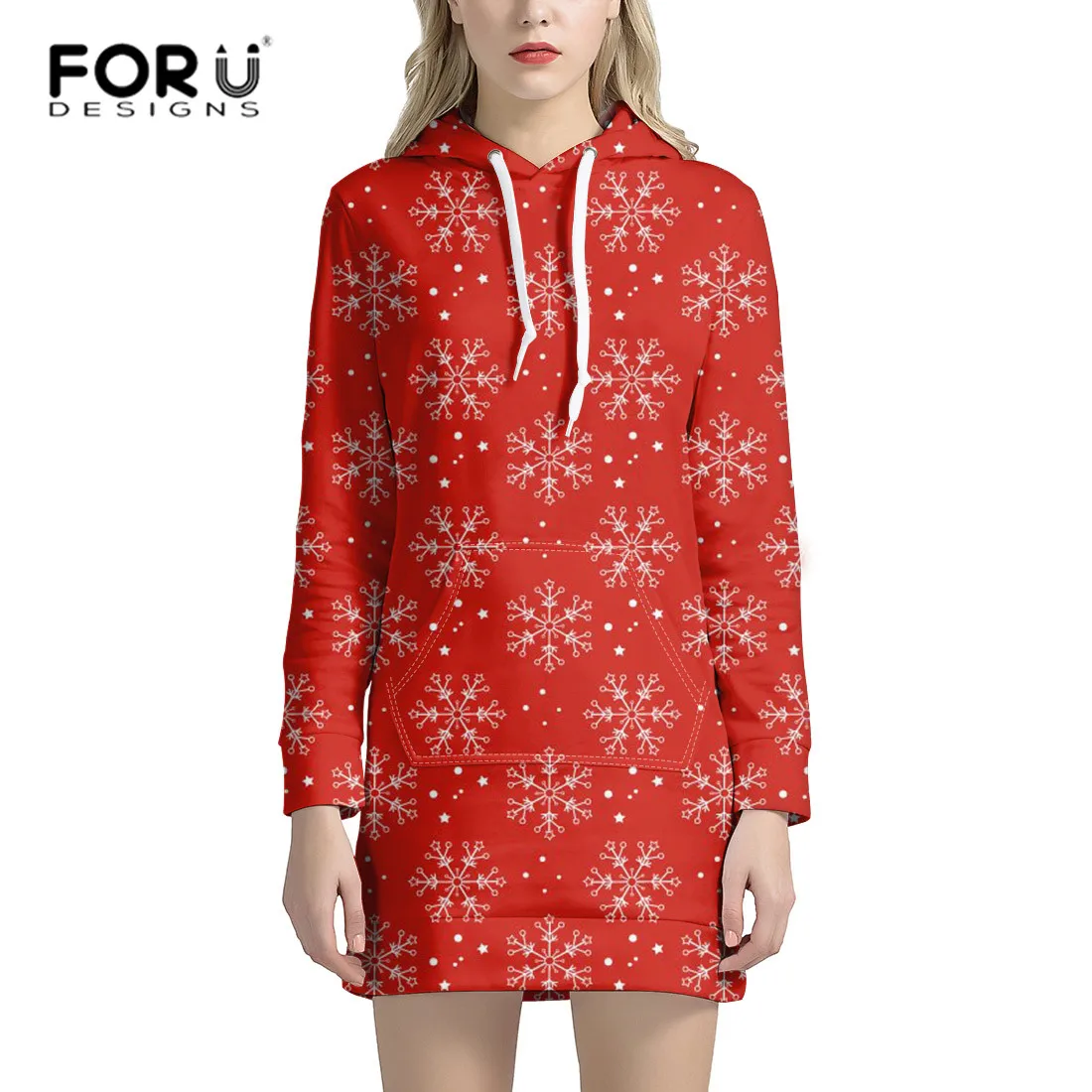 FORUDESIGNS, рождественские женские толстовки с принтом, Свитшот в готическом стиле, с длинным рукавом, с капюшоном, теплый с капюшоном, Осенний Женский пуловер