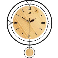 Простые европейские модные качели настенные часы для гостиной креативные деревянные часы украшение дома кварцевые Подвесные часы