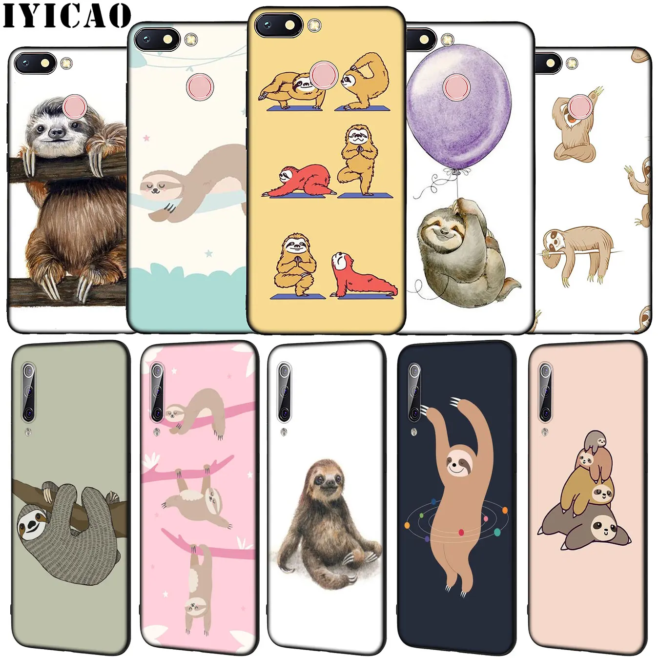 IYICAO yoga sloth rose Soft Silicone Phone Case for Xiaomi Redmi Note 8 8T 8A 7 7A 6 6A 5 5A GO S2 K30 K20 Pro Black TPU Cover | Мобильные