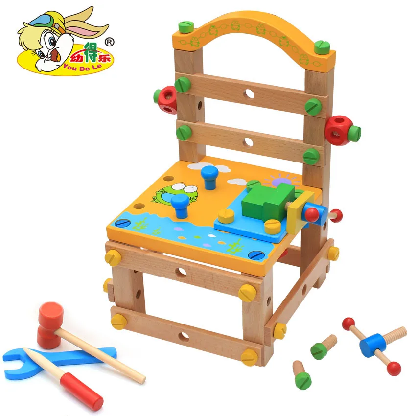 

Youdele Multi-functional gong ju yi Lu Ban Chair Disassembly Nut Combination Children Product Wooden Early Learning Toy