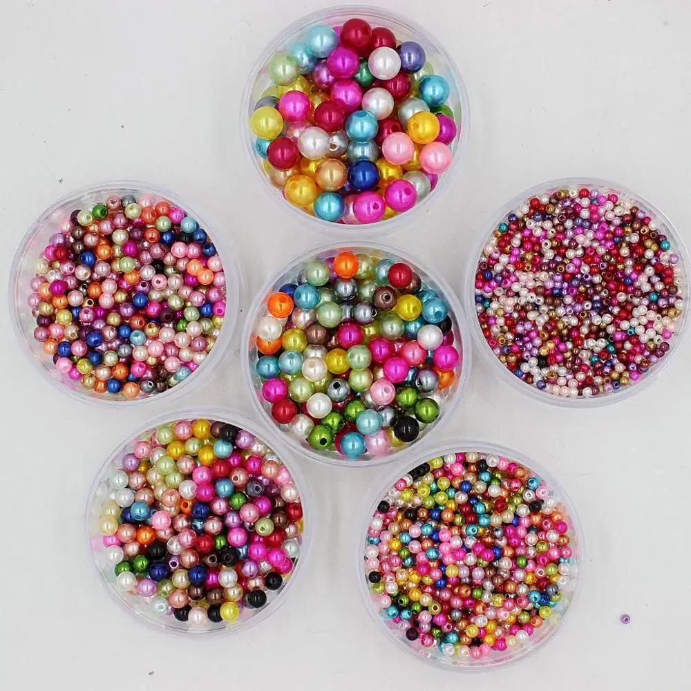 

3/4/6/8/10/12mm Fashion Multi ABS Bright Candy Color Imitation Pearls Loose Beads DIY Jewelry Bracelets Necklaces Making
