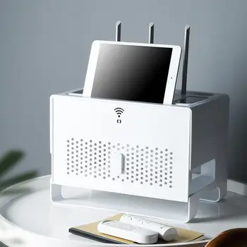 

Multifunction Router Storage Box with Cover Tabletop Remote Control Organizer