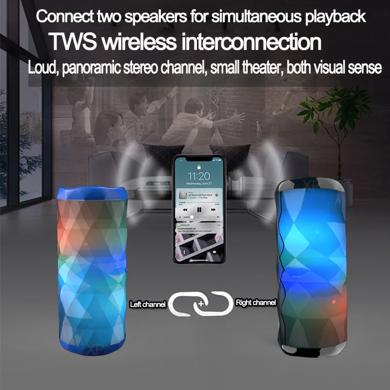TG167 Portable Speakers, LED Sounbar Button Control Bluetooth Bass Cool Color Polygonal Design Waterproof Wireless Loudspeaker TG167 Portable Speakers, LED Sounbar Button Control Bluetooth Bass Cool Color Polygonal Design Waterproof Wireless Loudspeaker