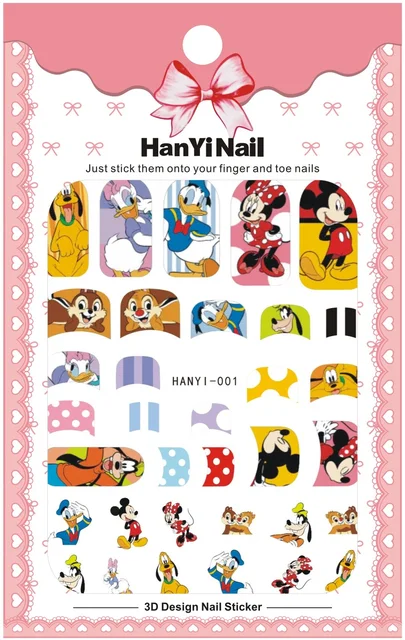 1PCS Disney Cartoon Anime Collection Star Design Nail Sticker Mickey Mouse Donald Duck Lion King Mermaid Stitch Nail Slider HANYI-001