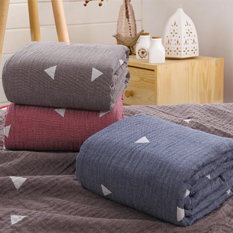 

Geometry blanket 100% cotton Gauze thread/ towel blanket grey throw quilts cofffe bed cover home textiles travel cover 2019 New