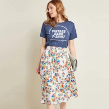 Летняя женская юбка с цветочным принтом в полоску, повседневные Элегантные вечерние юбки с высокой талией, большие качели, уличная юбка миди, Женская юбка, большие размеры