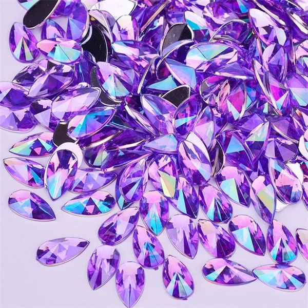 Light Purple AB JUNAO 8*13 мм 9*18 мм Разноцветные каплевидные AB плоская подставка из горного хрусталя акриловые камни стразы с плоской задней частью кристалл не камень для пришивания для одежды - Цвет: Light Purple AB