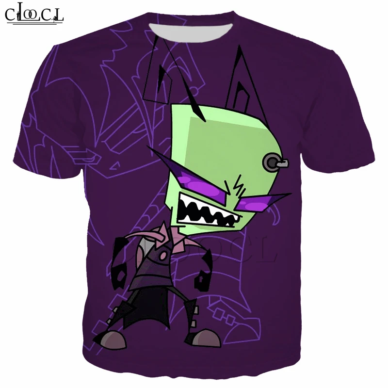 Anime Invader ZIM Printing T Shirts Men Women Cartoon 3D T Shirt Funny Alien Print Short Sleeve Sportswear Casual Pullovers
