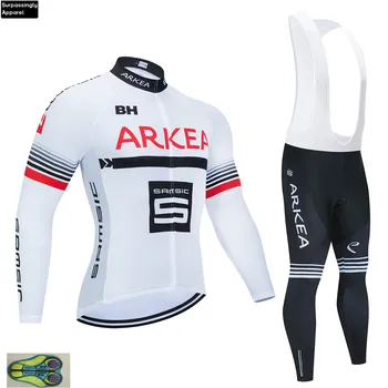 

2020 Autumn Spring ARKEA Cycling Clothing Set Long Sleeve Red Bicycle Wear MTB Bike Cycling Jersey Ropa Maillot Ciclismo 20D