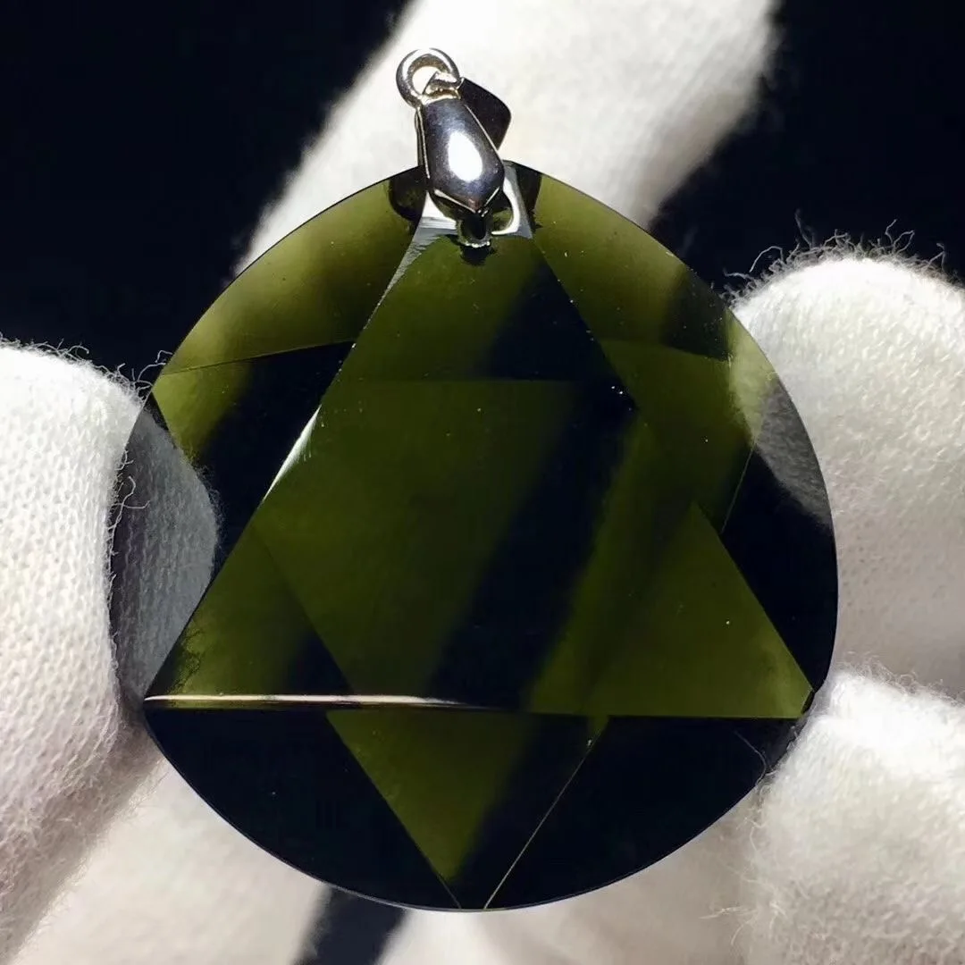 

Charming Natural Czech Glass Pendant Necklace water drop Meteorite energy healing stone