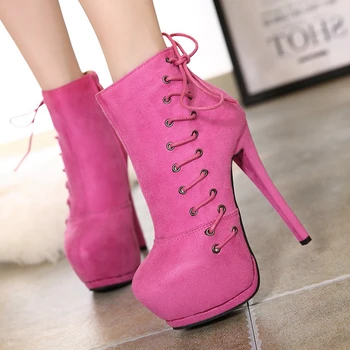 

Karinluna 2020 Sexy Fetish Extreme High Heels Women Shoes Winter Shoelaces Decoration Party Prom Nightclub Boots Female