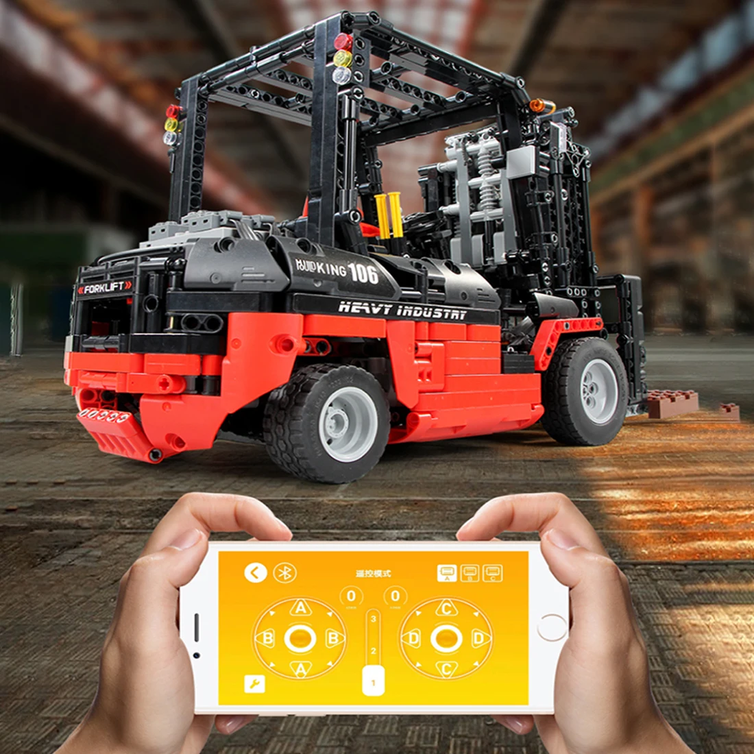  1719+Pcs 1:10 2.4G RC Fork Lift Truck DIY Building Blocks Construction Vehicle Model Brick Kit Chri