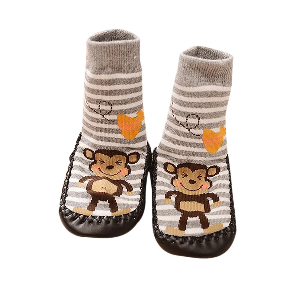 

New 2019 Baby Boy Girl Socks With Rubber Soles Anti-slip Socks Cartoon Newborn Slipper Shoes Boots