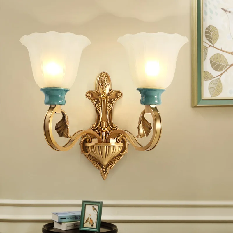 

European Style LED Hallway Corridor Wall Lamp Simple American-Style Hotel Living Room Bedroom Copper Engineering Stairs Decorati