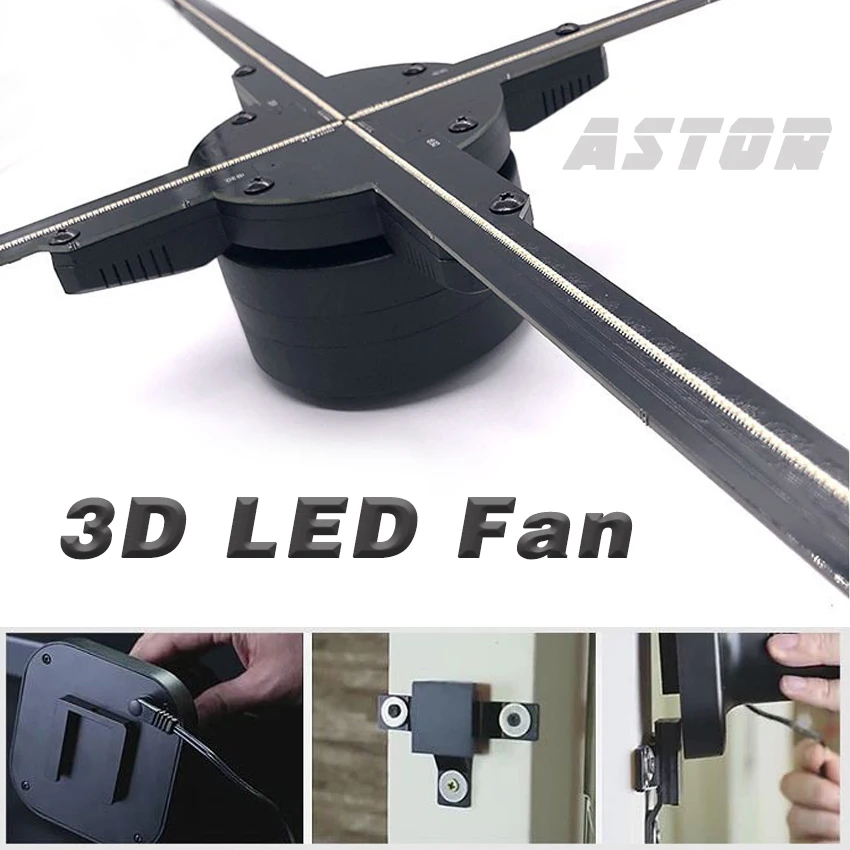 50 см 3D Голограмма вентилятор 3D led голограмма дисплей wifi приложение управление с крышкой и штатив 3D led вентилятор пользовательская голограмма открытый дисплей