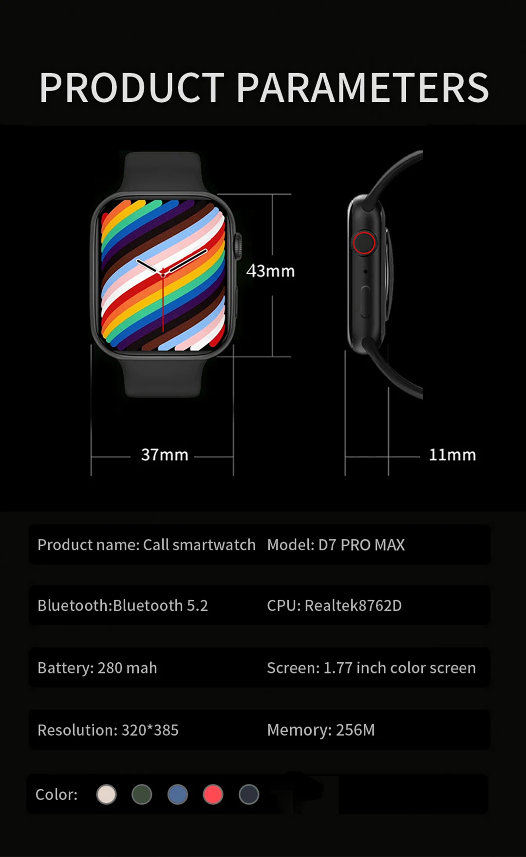 D7 Pro Max Smart Watches Men Series 7 Bluetoot Call Music Play GPS Wireless Charging IWO D7Pro Max Long Standby 1.77" Smartwatch