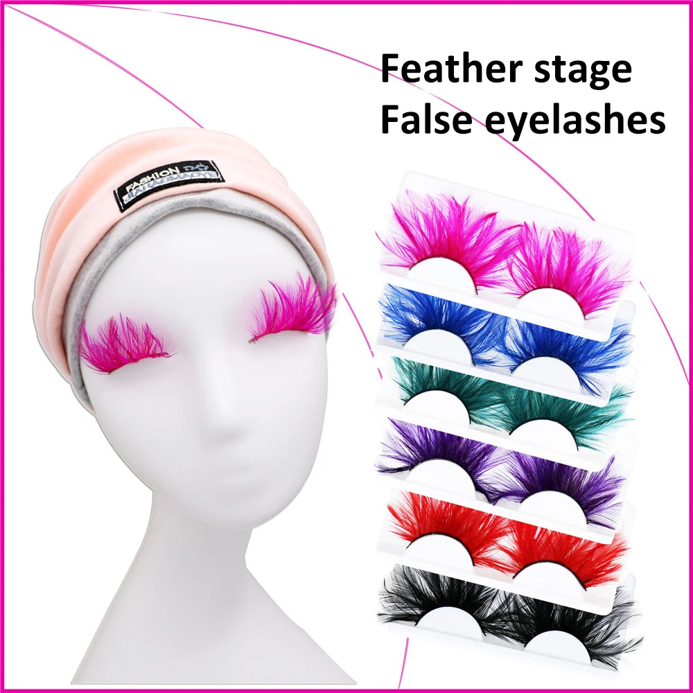 Цветные Накладные ресницы с перьями сценический макияж Преувеличенные толстые