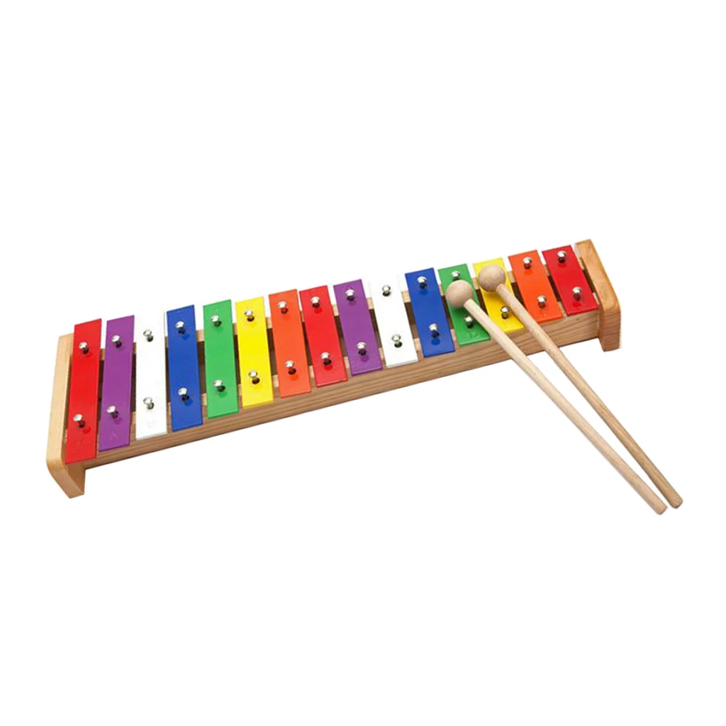 15-Tone Glockenspiel Xylophone Vibraphone W/ Mallet Stick Percussion Toys